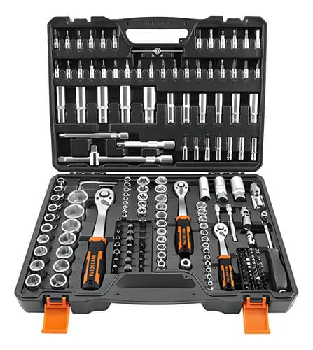 Juego Dados Industrial Encastre 1/4' 3/8' 1/2' - 197 Piezas Color Negro