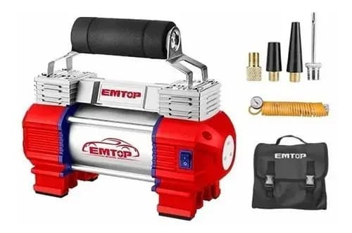Compresor Aire Doble 2 Piston Auto 4x4 Moto 120psi + Acc Rojo
