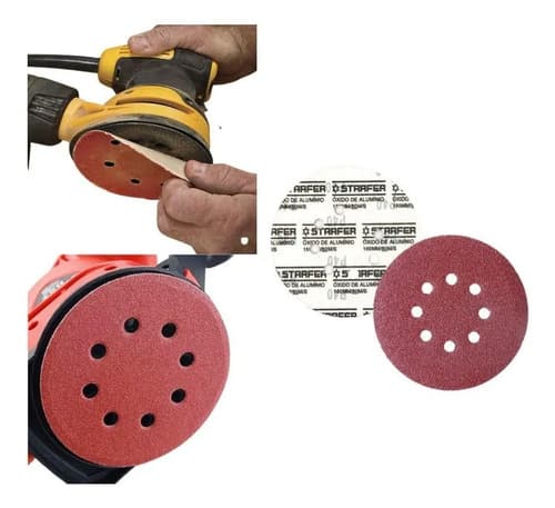 Disco De Lija Abrasiva Starfer Con Velcro 150mm Para Madera Grano 120