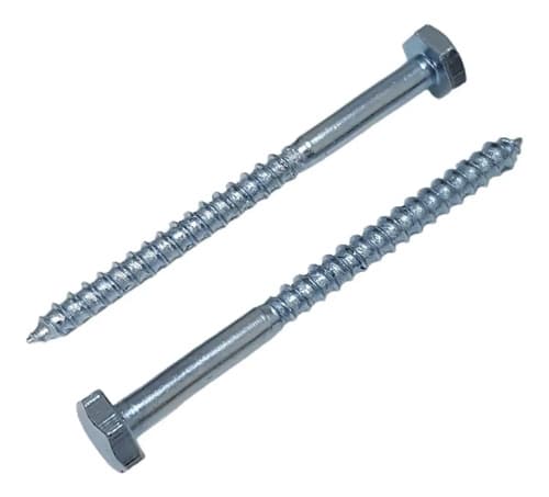 100 Tornillos Tirafondo Hexagonal Zincado 3/16 X 2½ - 63mm
