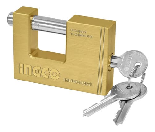 Ff Candado Seguridad 90mm Rectangular Ingco Dbbpl0902 Bronce Dorado