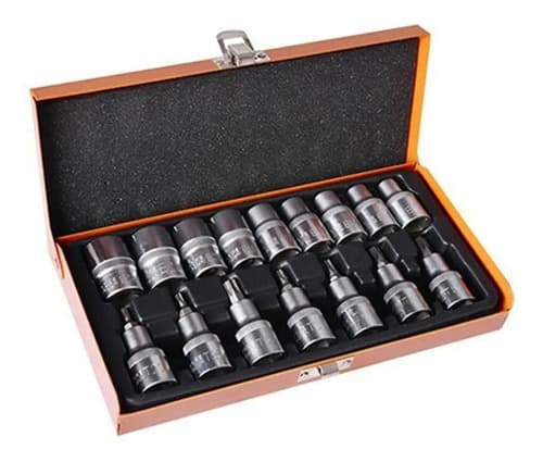 Set De Dados Allen Y Torx 16 Piezas Hoteche Color Plateado