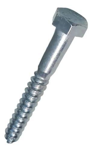 100 Tornillos Tirafondo Hexagonal Zincado 3/8 X 2 1/2 - 65mm