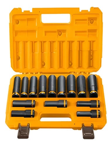 Set Dados De Impacto 1/2 Largos 14 Pcs Ingco Hkissd12143l Negro