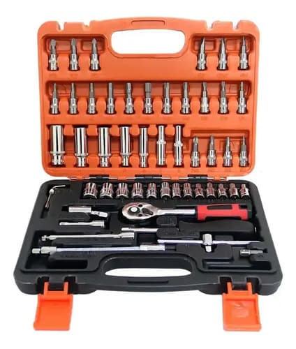 Caja Herramientas Set Kit Juego Dados Chicharra Llaves Corona 53 Piezas Tecnopro
