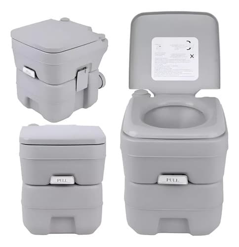 Inodoro Portátil Para Baño Químico Camping De 20 Litros Gris