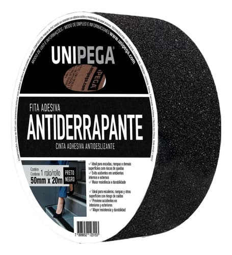 Cinta Antideslizante Negra Unipega 50mm X 20mts H Y T Color Negro