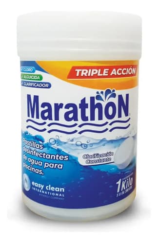 Pastillas De Cloro 90% Tricloro Marathon 1kg Alguicida Clarificante