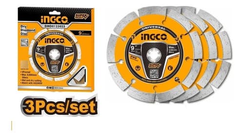 Set X 3 Discos 9 230mm P Amoladora Ingco Dmd0123023 Color Amarillo