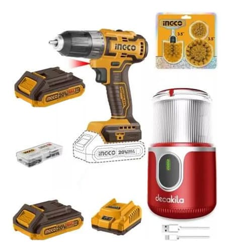 Atornillador 20v + Cepillos+ Molinillo Cafe Ingco Cosli23064
