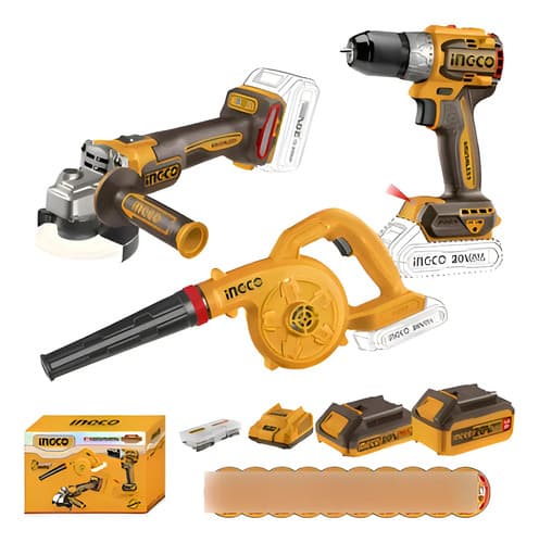 Kit Ingco A Batería P20s 20v Amoladora Taladro Sopladora