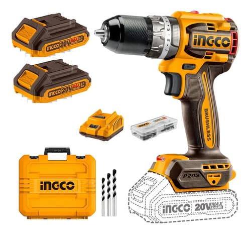 Atornillador C Percutor Compact Mandril Metalico 13mm C Bat Y Maletin Cidli20602 Ingco Naranja/marrón 50 Hz/60 Hz