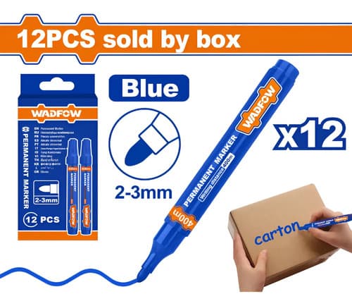 Marcadores Permanentes Punta 2-3mm Azul Set12 Wjm1502 Wadfow