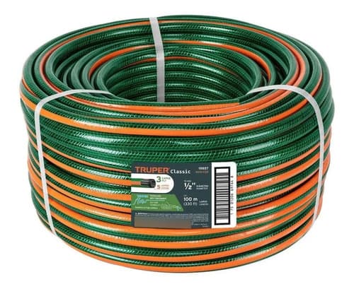 Manguera De Riego De 1/2 Reforzada 100 Metros Truper - Verde Y Naranja Verde Naranja