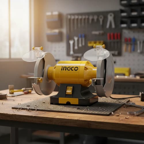 Ff Amoladora De Banco Ingco 8'' 350w 1/2hp 2950 Rpm Bg83502 Amarillo 50hz
