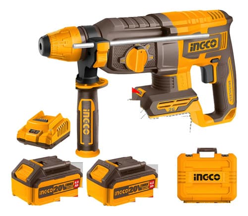 Rotomartillo Ingco 20v Brushless C/2bat 4.0ah, 26mm, Maletin Naranja Claro