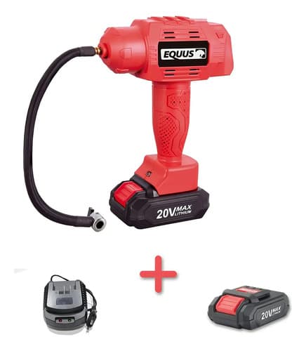 Inflador Pistola + Cargador 20 V + Bateria 2.0 Equus Color Rojo