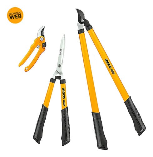 Set Ingco Tijera Poda 8 / Cortasetos 22 / Tijeron 27