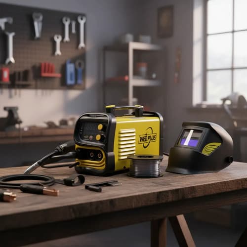 Soldadora Mig Mma Tig 130a, Suelda Sin Gas, Con Gas + Careta Amarillo