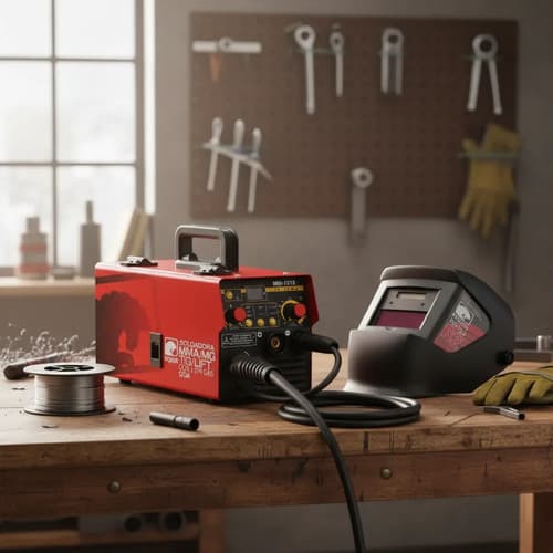 Soldadora Inverter 100 Amp Mig Mma Mag + Flux + Careta Rojo