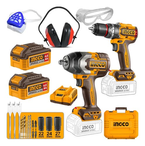 Kit Combo 96nm + Llave 850nm + Accesorios Ingco Cosli250586 Naranja Claro
