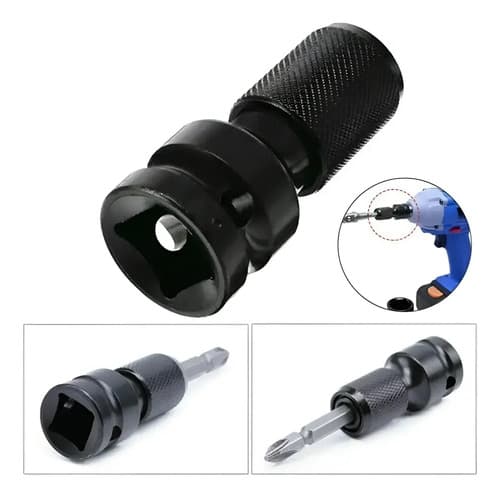 Adaptador Para Llave De Impacto 1/2'' A 1/4 Hembra Hexagonal Negro
