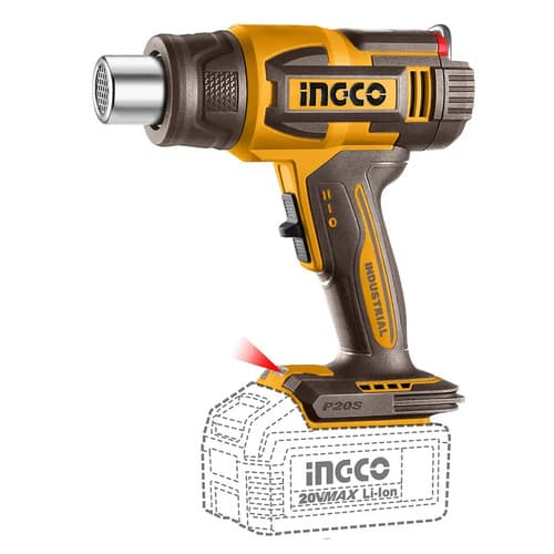 Pistola De Calor Inalámbrica Ingco 20v 580°c Solo Máquina Naranja Claro