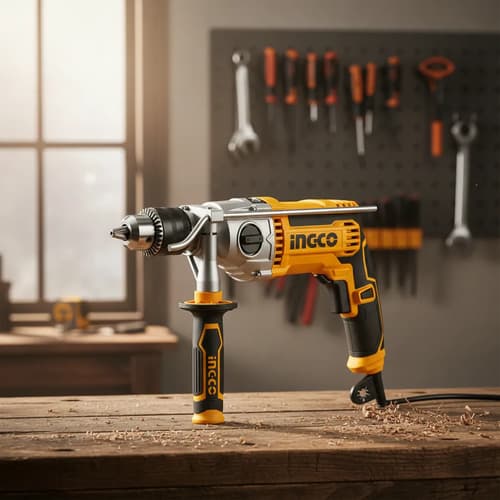 Taladro Percutor 16mm 1100w 2 Vel Ingco Id211008 - Amarillo - 50/60hz