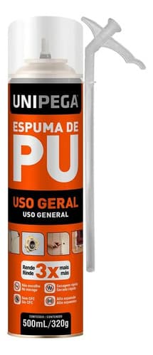 Espuma Expansiva De Poliuretano Unipega 500 Ml Para Cemento, Madera Y Metal