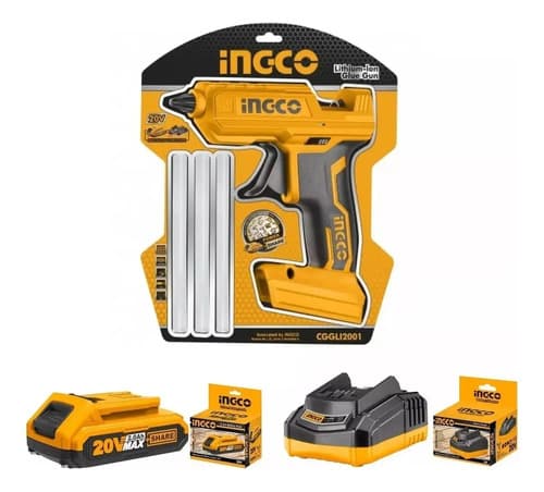 Kit Pistola Silicona Caliente Ingco 20v + 1 Bat + Cargador