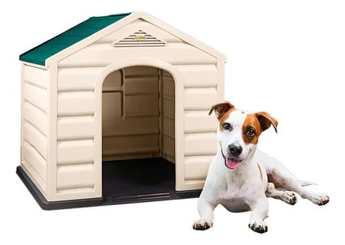 Casa Para Perros Razas Pequeñas Rimax 68x58x61cm Beige/verde Oscuro