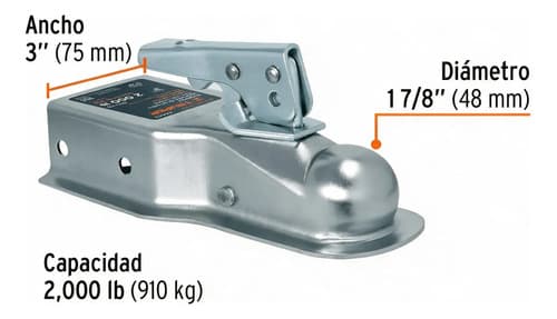 Acople Para Bocha Enganche Trailer (910kg) Truper Universal Plateado