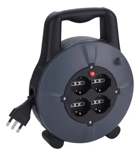 Alargue Enrollador Electraline 5m 4 Tomas Schuko Protección Térmica