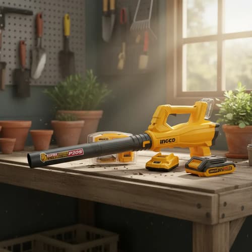 Sopladora 20v Con 2 Bateria Y Cargador Ingco Cabli203235 Naranja Claro