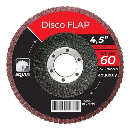 Disco Flap 4,5 Grano 60 Equus Pack De 10 Unidades Negro