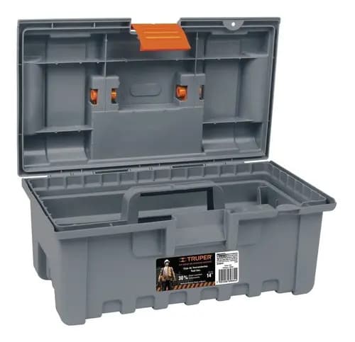 Caja De Herramientas Plastica 14 Pulgadas Truper 19855 Gris