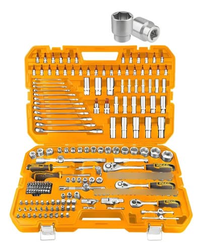 Juego Dados Puntas Y Llaves 216pcs 1/4 - 1/2-3/8 Hkthp22161 Naranja Claro