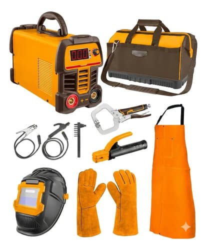 Soldadora Inverter Mma 200 Careta Delantal Accesorios Ingco Amarillo