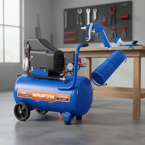 Compresor 50 Litros 2.5hp Wadfow Wap3a50 + Pistola Sopletear Azul 50hz Monofásica