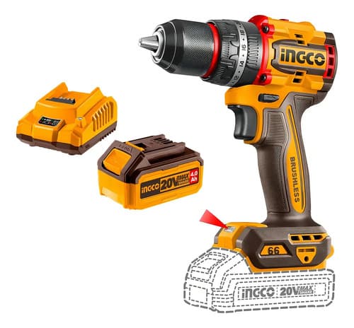 Taladro Atornillador 13mm 20v Ingco + Cargador + Bateria 4ah
