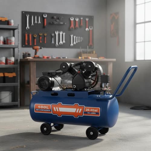 Compresor De Aire 100 Litros 3hp A Correa Excelente Calidad Azul Marino 220v Monofásica