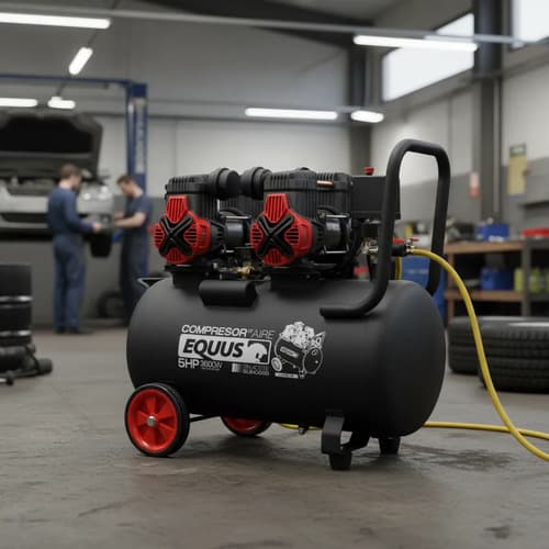 Compresor Sin Aceite Silencioso 5 Hp 100l Equus Monofasico Negro Monofásica