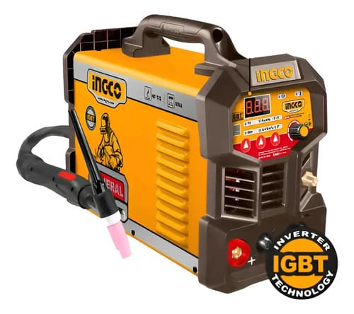 Soldadora Inv Tig/mma 200a Lcd Igbt Acc Ingco Ing-tig20058 Amarillo Con Negro