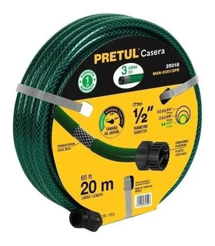 Manguera Para Jardín 1/2 Reforzada 3 Capas 20m Pretul 25018 Color 52014 Verde Oscuro