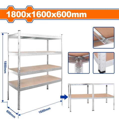 Estanteria Wadfow Wts1a16 Acero 500 Kg 180x160x60 Cm Acero